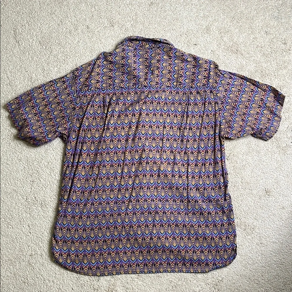 Woodhouse Blue and Brown Casual Button Down Shirt with Geometric Pattern